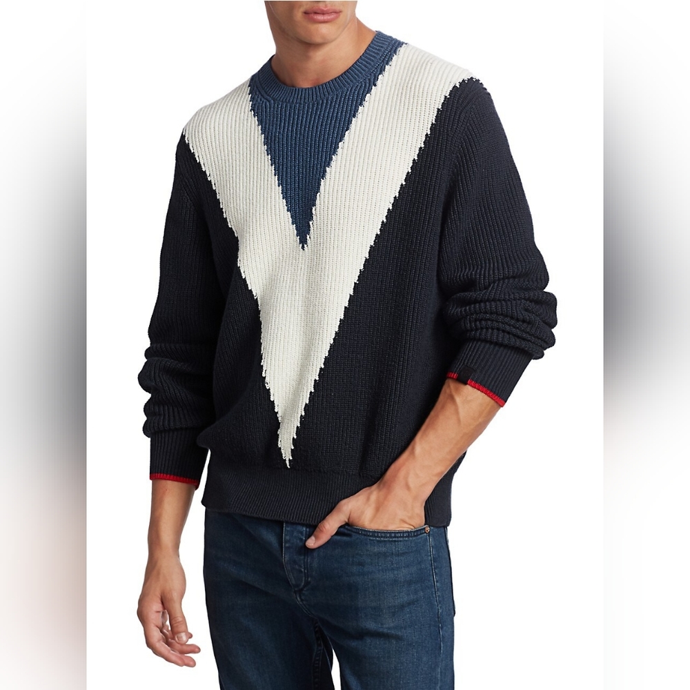 RAG & BONE EMORY INTARSIA SWEATER MEN'S SIZE XXL - NAVY - Picture 3 of 16